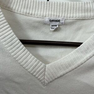 Garage V-Neck Sweater in Cream